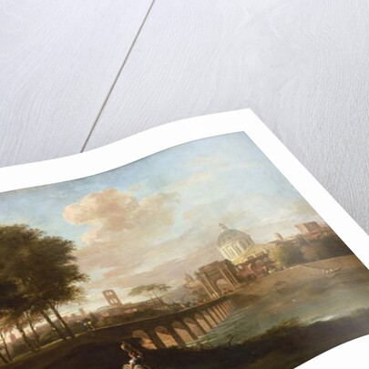 Classical Landscape, with Wren’s dome of King Charles Court, Greenwich Hospital, c.1710 by Marco Ricci