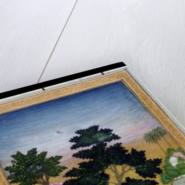 Falconer with companion and pet cheetah by Mughal School