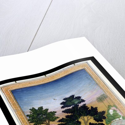 Falconer with companion and pet cheetah by Mughal School