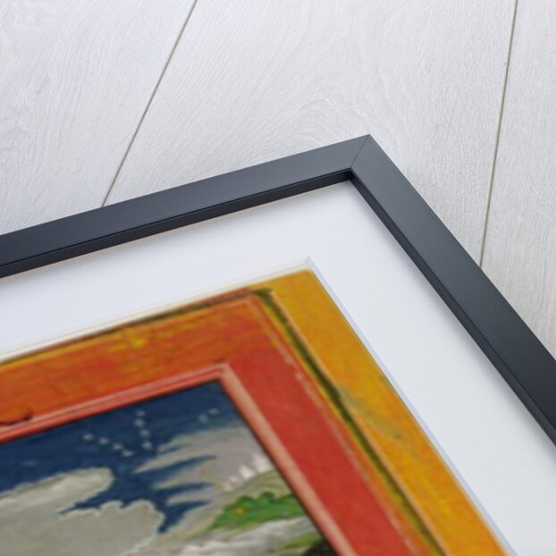 Radha and Krishna embrace in an idealised landscape with cows, c.1780 by Indian School