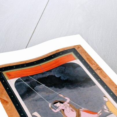 A lady on a swing, Kangra, Punjab hills c.1790 by School Mughal