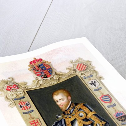 Portrait of Philip II King of Spain from 'Memoirs of the Court of Queen Elizabeth' after a portrait by Titian. by Sarah Countess of Essex