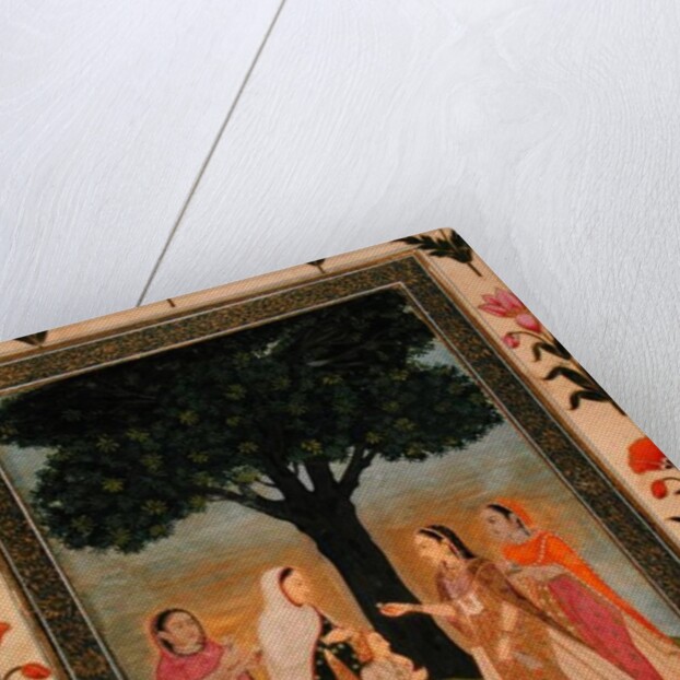 Four Ladies meet by a Tree by Mughal School