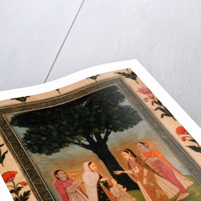 Four Ladies meet by a Tree by Mughal School