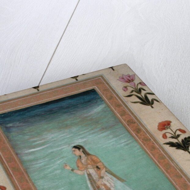 Lady holding a flower by School Mughal