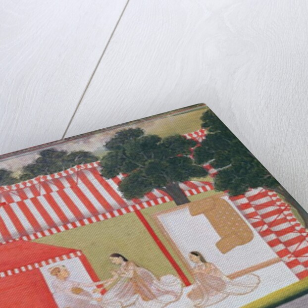 A prince trying to pull a lady into his tent; a maid and friends look on in surprise, c.1760 by Indian School