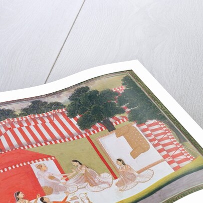 A prince trying to pull a lady into his tent; a maid and friends look on in surprise, c.1760 by Indian School