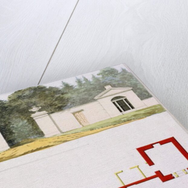 Elevation and ground plans of proposed new entrance gateway and lodges by Humphry Repton