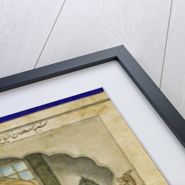 A Sufi sage seated in a niche, from an album of miniatures in Persian style with Deccan text by Indian School