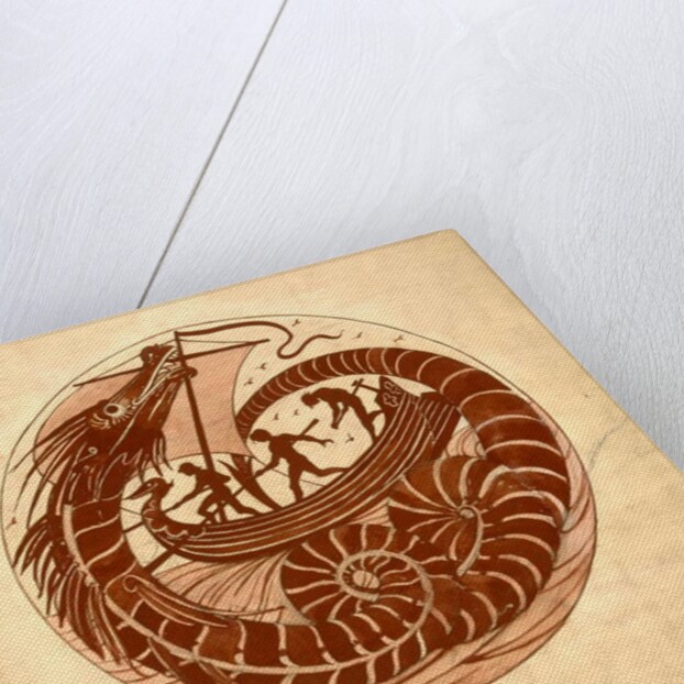 Design for a Dish using a Sea Dragon and Boat, 1879 by William De Morgan