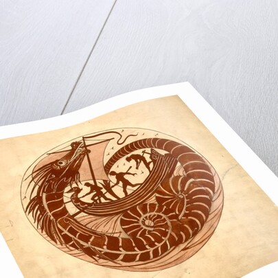 Design for a Dish using a Sea Dragon and Boat, 1879 by William De Morgan