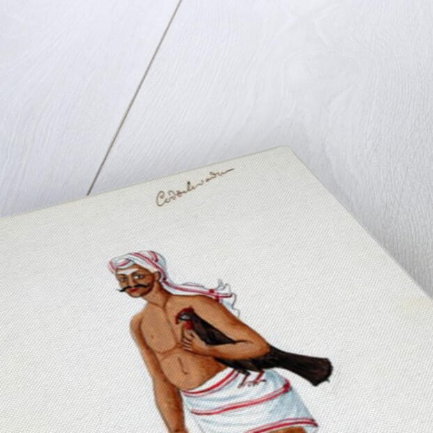 Farmer with chickens by Indian School