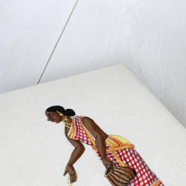 Woman feeding chickens by Indian School