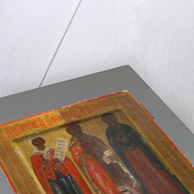 Menologion Icon with Sts. Paraskeve, Catherine, and Anastasia, late 17th century by Russian School