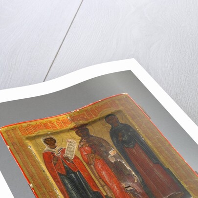 Menologion Icon with Sts. Paraskeve, Catherine, and Anastasia, late 17th century by Russian School