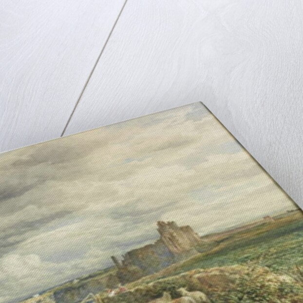 Sea Coast with Castle, Sheep and Shepherd by Samuel Bough