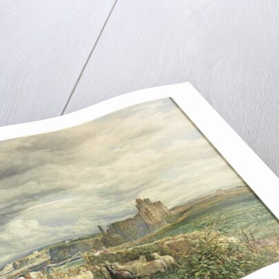 Sea Coast with Castle, Sheep and Shepherd by Samuel Bough