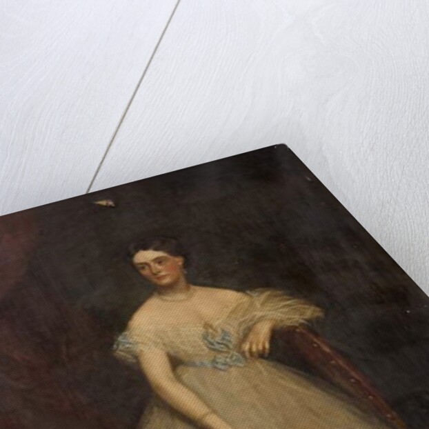 Portrait of a lady wearing a white dress by Richard Buckner