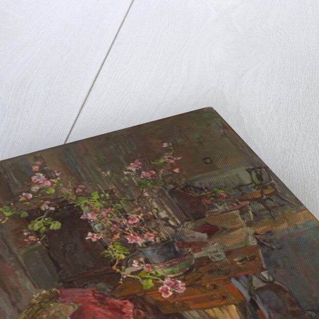 Red Coat with Geranium by Susan Ryder
