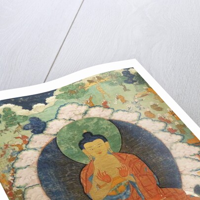 Buddha and three Jakata: Mahakapi, Ruru, Shaabhamiga. Tibet, 18th century by School Tibetan