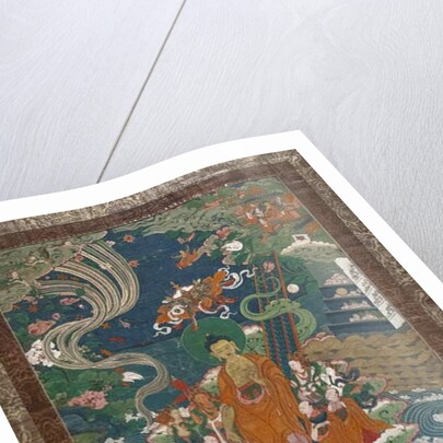 The descent from the sky of the Thirty-three gods in Samkashya by School Tibetan