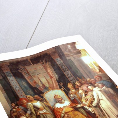 French king Charlemagne with Alcuin by French School