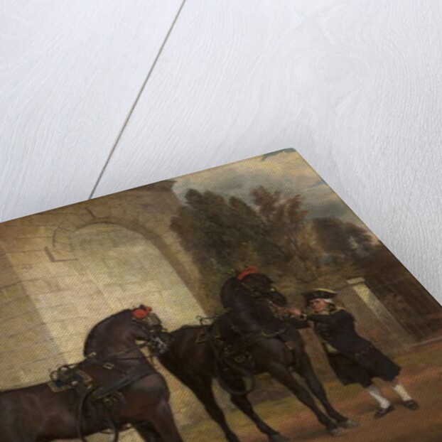 Two Black Coach Horses with a Coachman, 1791 by George Garrard