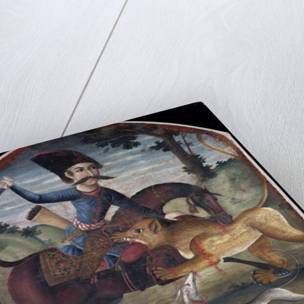 Hunter on horseback attacked by a lion, mid-18th century by Iranian School