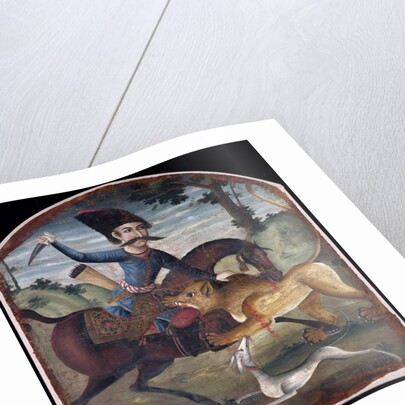 Hunter on horseback attacked by a lion, mid-18th century by Iranian School