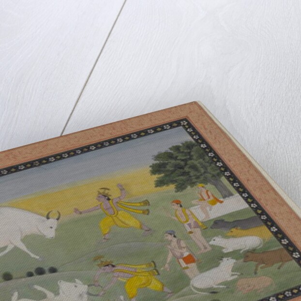 Krishna Defeating the Bull Demon by Indian School