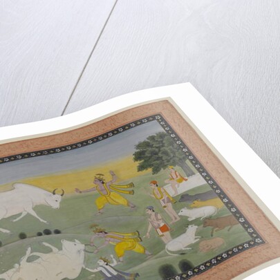 Krishna Defeating the Bull Demon by Indian School