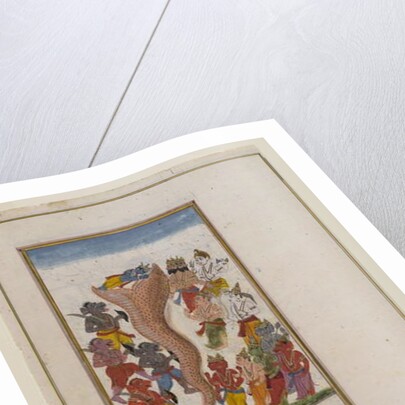 Krishna Subdues the Serpent Aghasura, Page from an unidentified Hindu manuscript by Indian School