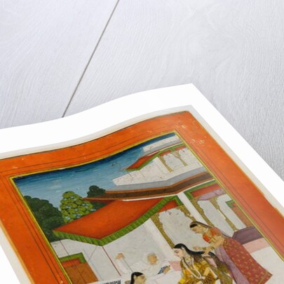 A lady receiving a messenger, mid 18th century by Indian School