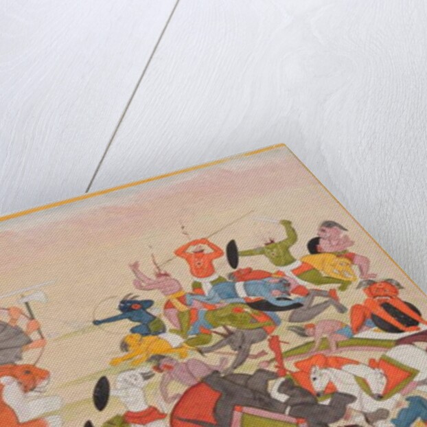 The Devi defeats Mahishasura, folio from a dispersed Devi Mahatmya series, c.1770-80 by Indian School