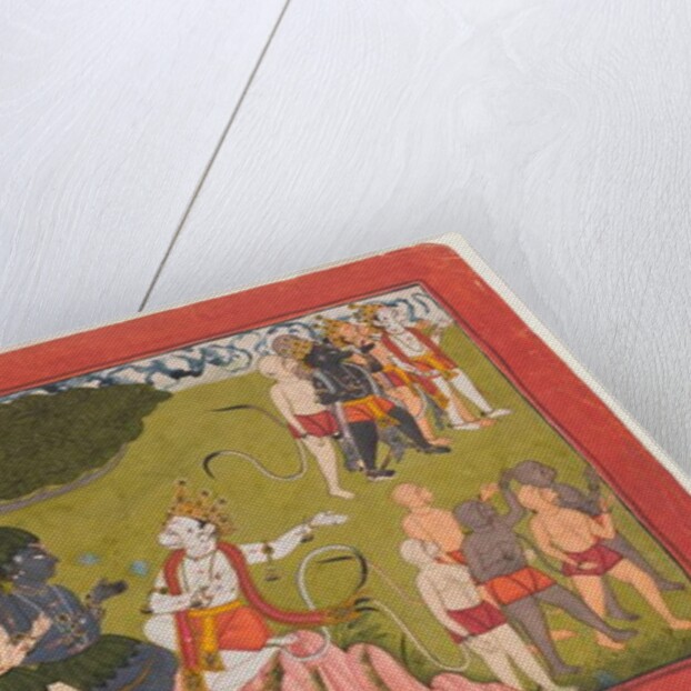 Rama and Lakshmana confer with Sugriva about the search for Sita, folio from a dispersed Ramayana series, c.1770-10 by Indian School