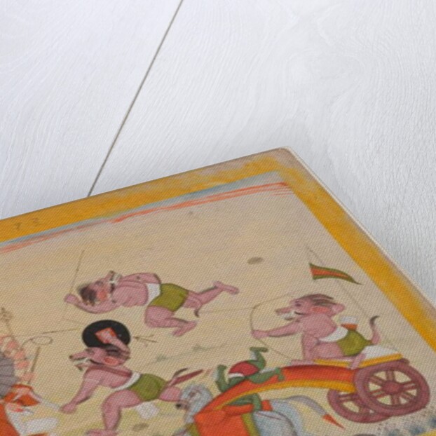 Mahasura attacks the Devi, folio from a dispersed Devi Mahatmya series, c.1770-80 by Indian School