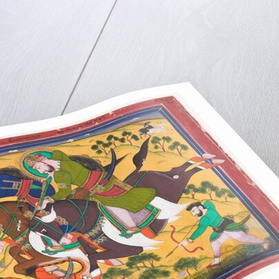 Maharaja Ram Singh hunting a tiger, second quarter of the 19th century by Indian School