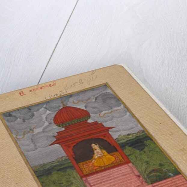 Kamodani Ragini, page from a dispersed Ragamala series, c.1800 by School Indian