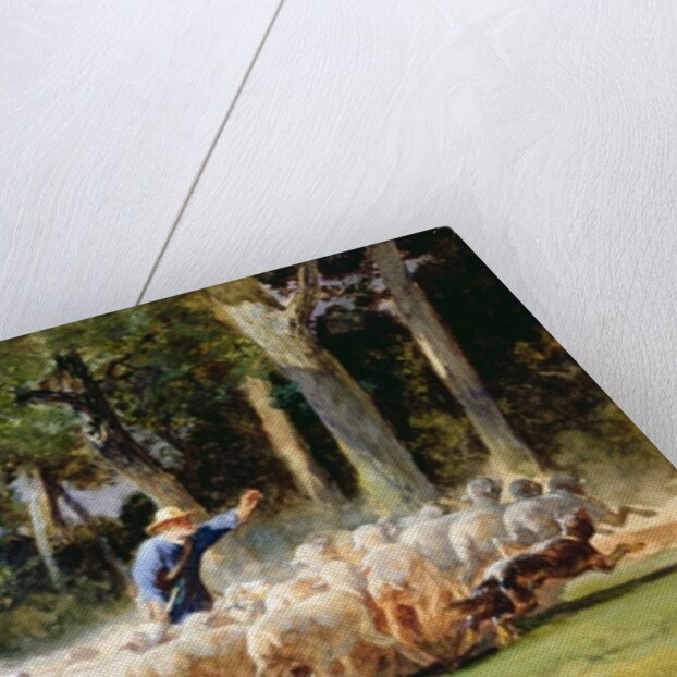 A Shepherd with a Flock of Sheep by Charles Emile Jacques