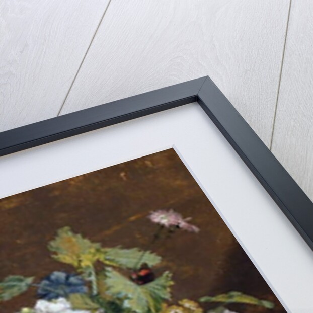 Still Life of Flowers in a Golden Vase on a Marble Ledge by Jan van Huysum