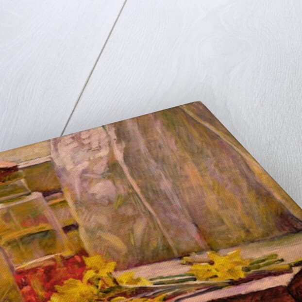 Still life of flowers with a jar on a table by Edouard Vuillard