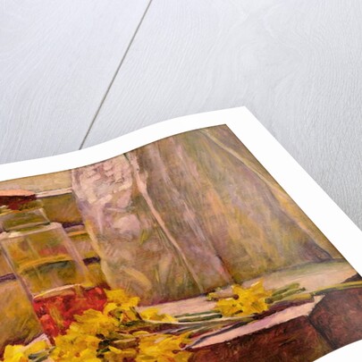 Still life of flowers with a jar on a table by Edouard Vuillard