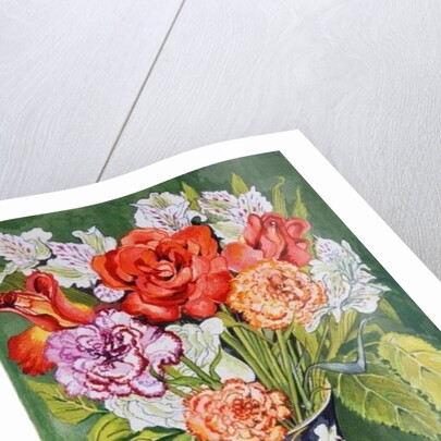 Carnations and Alstroemeria in an Art Nouveau Vase, 2011 by Joan Thewsey