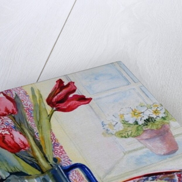 Tulips in a Jug,with a Glass Bowl, 2003 by Joan Thewsey