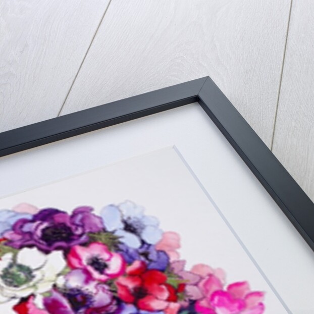 Anemones in a Striped Pot, 2015 by Joan Thewsey