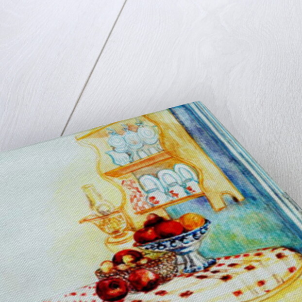 Cottage Kitchen Table with Apples, 2005 by Joan Thewsey