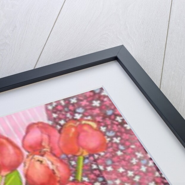 Tulips in a Pink and White Jug, 2005 by Joan Thewsey