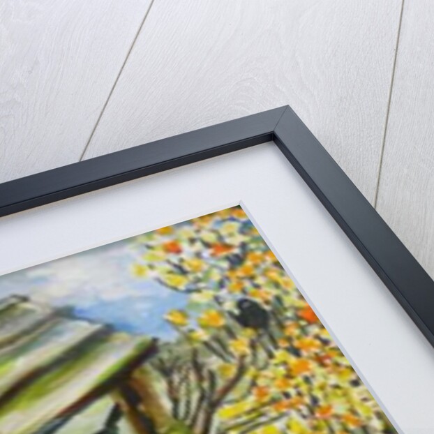 Daffodils, and Birds in the Birdhouse, 2000 by Joan Thewsey