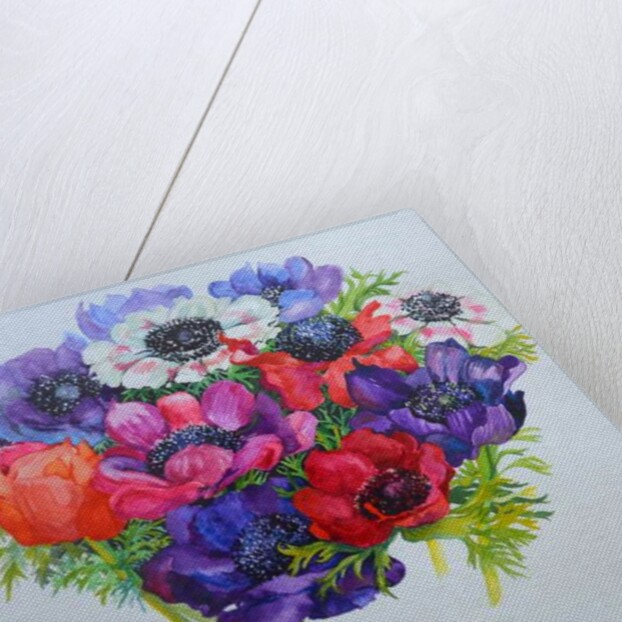 Anemones: red, white, pink and purple, 2000 by Joan Thewsey