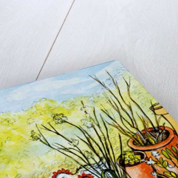 Hens and Pots, Lucy Redman Open Garden, 2000 by Joan Thewsey